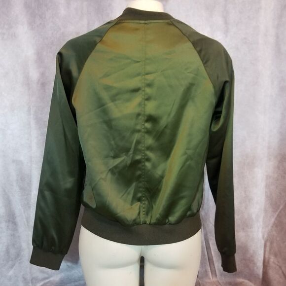Mural Olive Green Satin Jacket Size Small - Picture 4 of 6